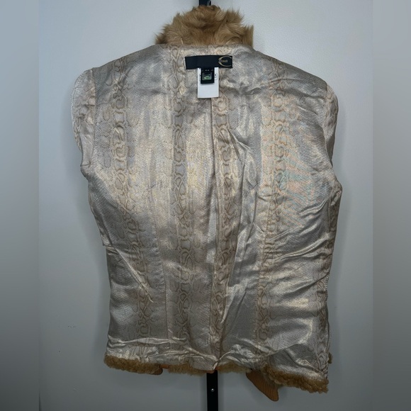 Just Cavalli Leather and Rabbit Fur Tan Jacket - Size 44 IT - Picture 10 of 12